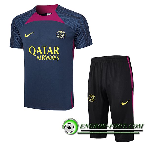 Ensemble Training T-Shirts + Shorts PSG Bleu Marine 2023/2024