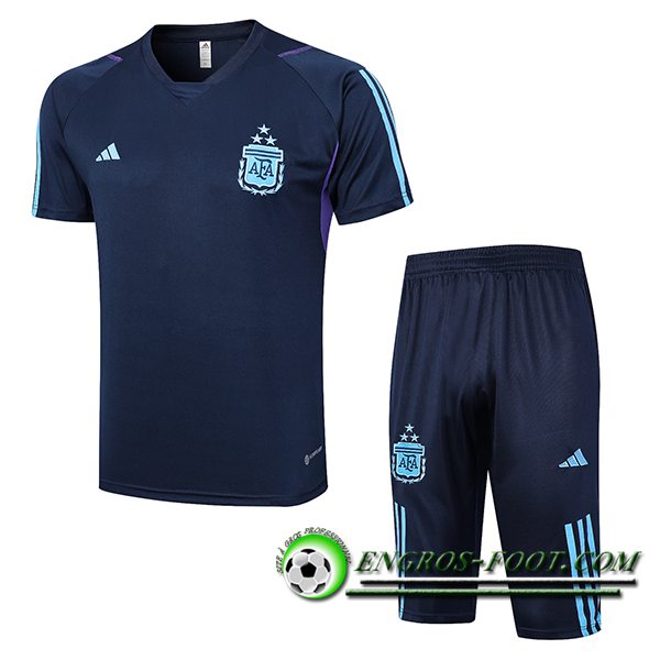 Ensemble Training T-Shirts + Shorts Argentin Bleu Marine 2023/2024