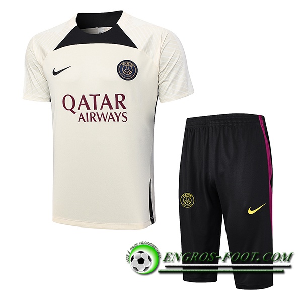 Ensemble Training T-Shirts + Shorts PSG Jaune 2023/2024