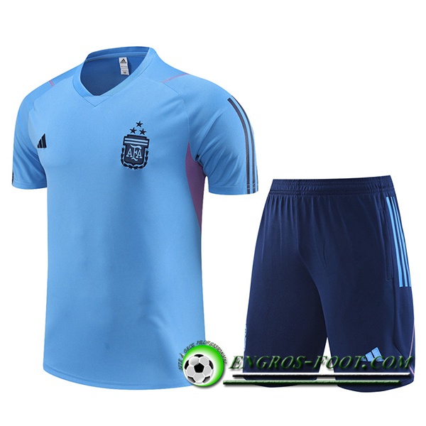 Ensemble Training T-Shirts + Shorts Argentin Bleu Clair 2023/2024