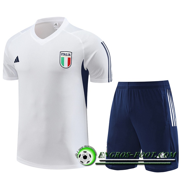 Ensemble Training T-Shirts + Shorts Italie Blanc 2023/2024