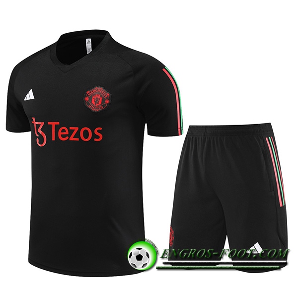 Ensemble Training T-Shirts + Shorts Manchester United Noir 2023/2024