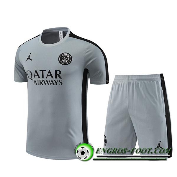 Ensemble Training T-Shirts + Shorts PSG Gris 2023/2024