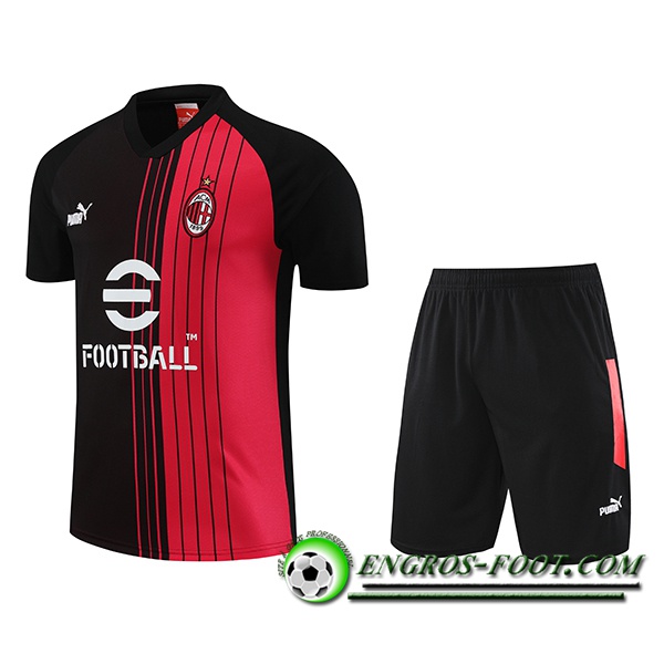 Ensemble Training T-Shirts + Shorts Milan AC Blanc/Gris 2023/2024