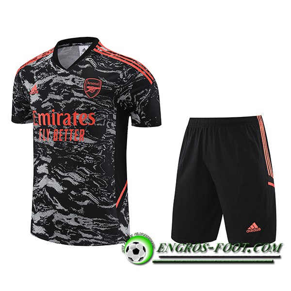 Ensemble Training T-Shirts + Shorts Arsenal Noir 2023/2024