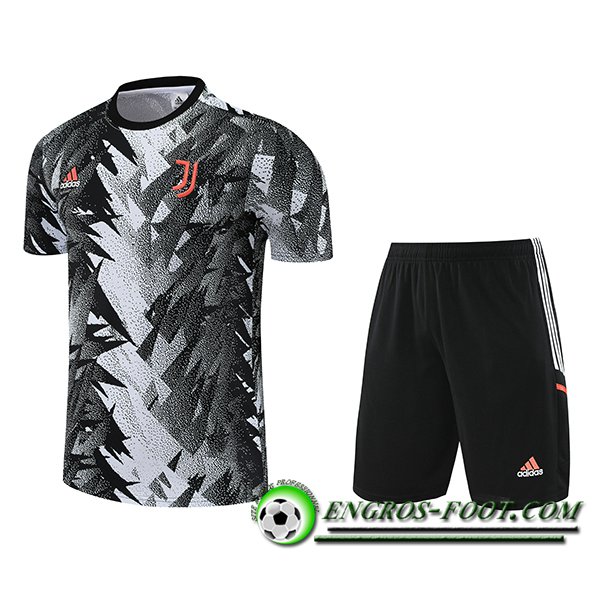 Ensemble Training T-Shirts + Shorts Juventus Blanc/Noir 2023/2024