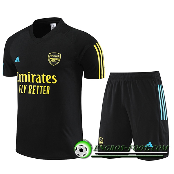 Ensemble Training T-Shirts + Shorts Arsenal Noir 2023/2024