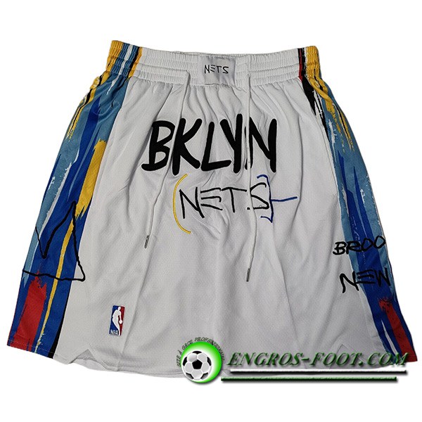 Shorts NBA Brooklyn Nets 2023 Blanc