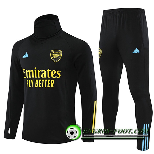 Ensemble Survetement de Foot Arsenal High Collar Noir 2023/2024