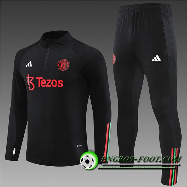 Ensemble Survetement de Foot Manchester United Enfant Noir 2023/2024