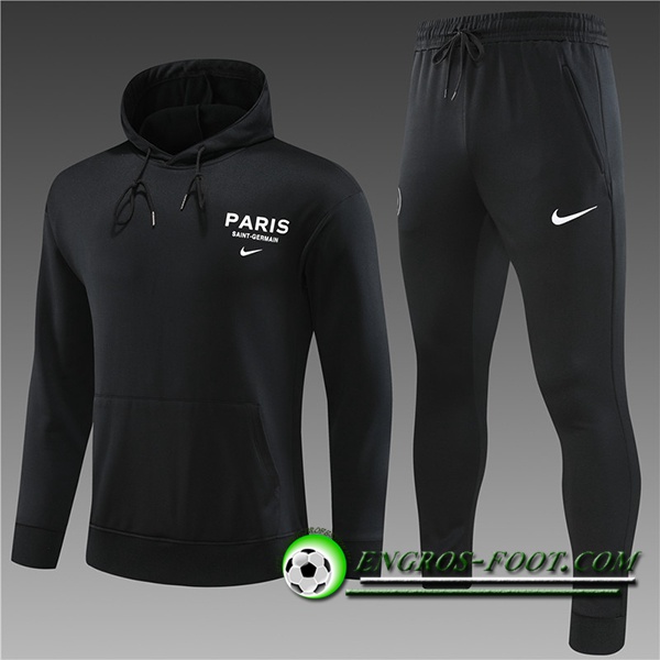 Ensemble Veste A Capuche Survetement de Foot PSG Enfant Noir 2023/2024