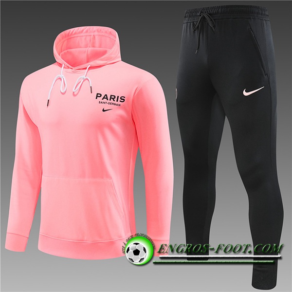 Ensemble Veste A Capuche Survetement de Foot PSG Enfant Rose 2023/2024