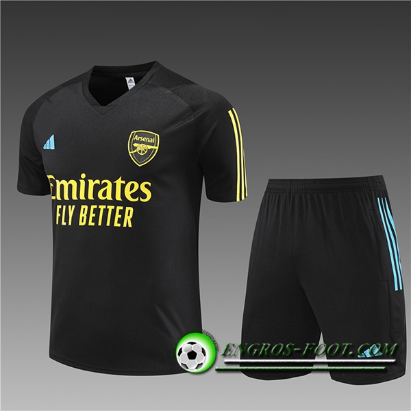 Ensemble Training T-Shirts + Shorts Arsenal Enfant Noir 2023/2024