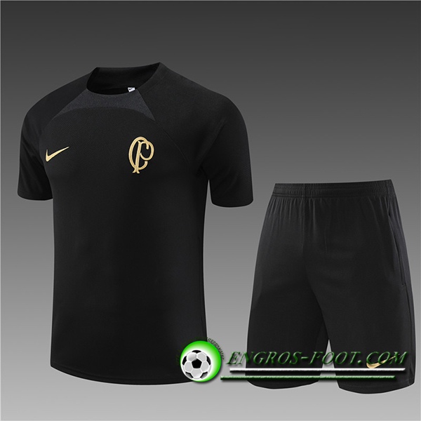 Ensemble Training T-Shirts + Shorts Corinthians Enfant Noir 2023/2024