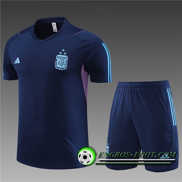 Ensemble Training T-Shirts + Shorts Argentine Enfant Bleu Marine 2023/2024