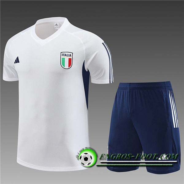 Ensemble Training T-Shirts + Shorts Italie Enfant Bleu Marine 2023/2024