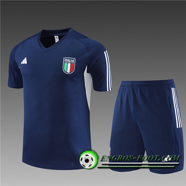 Ensemble Training T-Shirts + Shorts Italie Enfant Noir 2023/2024
