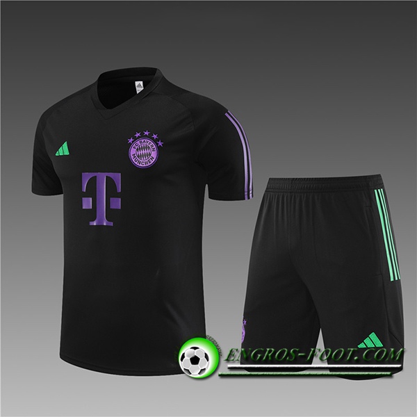 Ensemble Training T-Shirts + Shorts Bayern Munich Enfant Noir 2023/2024