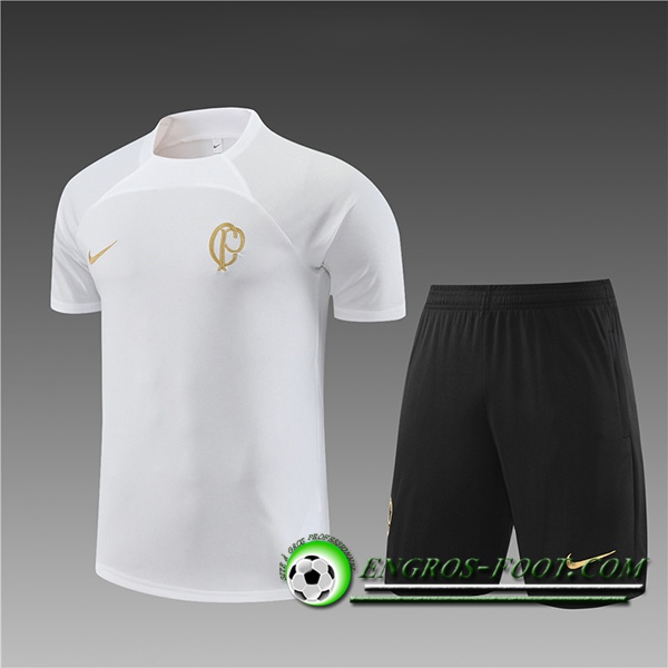 Ensemble Training T-Shirts + Shorts Corinthians Enfant Noir 2023/2024