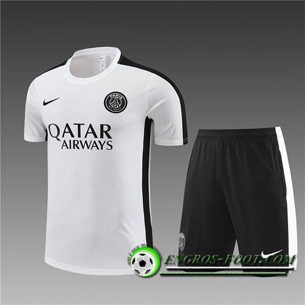 Ensemble Training T-Shirts + Shorts PSG Enfant Blanc 2023/2024