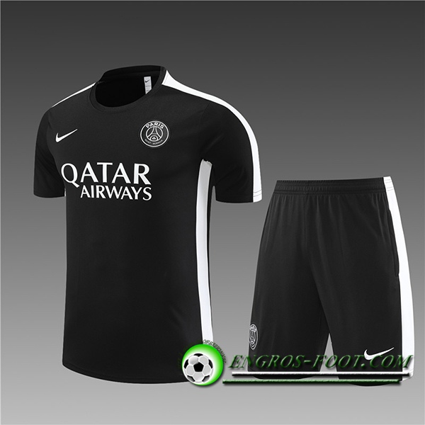 Ensemble Training T-Shirts + Shorts PSG Enfant Noir 2023/2024