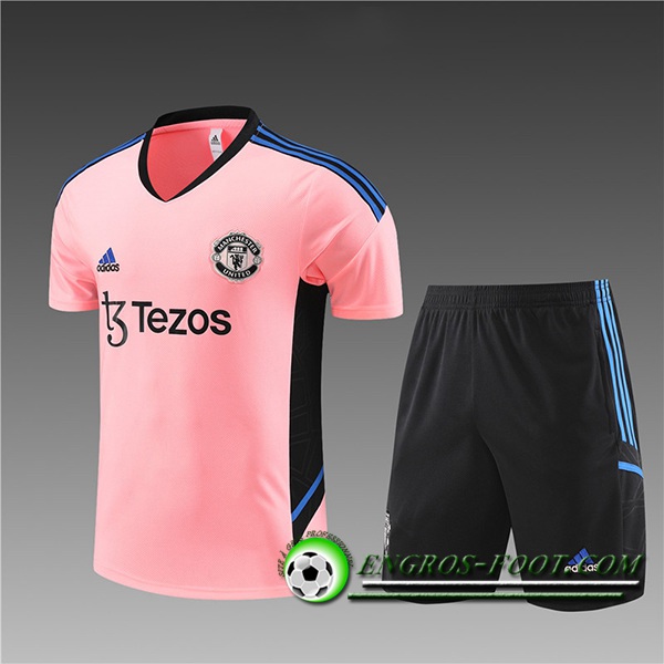 Ensemble Training T-Shirts + Shorts Manchester United Enfant Rose 2023/2024