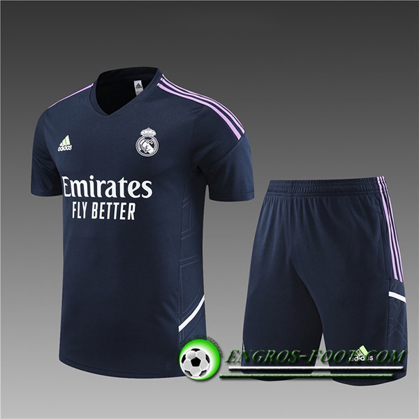 Ensemble Training T-Shirts + Shorts Real Madrid Enfant Bleu Marine 2023/2024