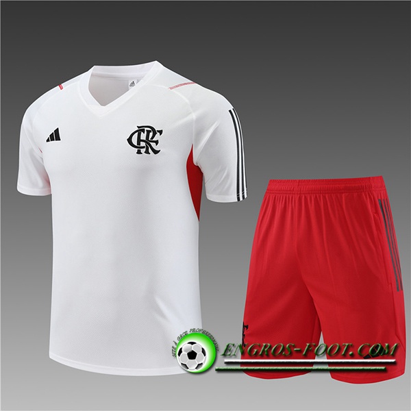 Ensemble Training T-Shirts + Shorts Flamenco Enfant Blanc 2023/2024