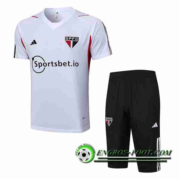 Ensemble Training T-Shirts + Shorts Sao Paulo FC Blanc 2023/2024