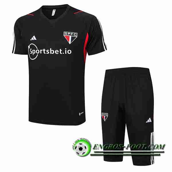 Ensemble Training T-Shirts + Shorts Sao Paulo FC Noir 2023/2024