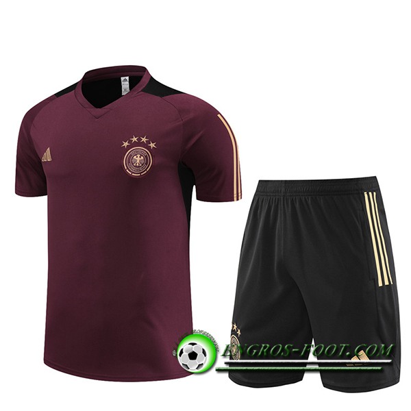 Ensemble Training T-Shirts + Shorts Allemagne Brune 2023/2024 -02