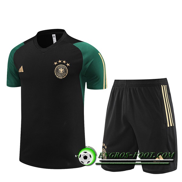 Ensemble Training T-Shirts + Shorts Allemagne Noir 2023/2024