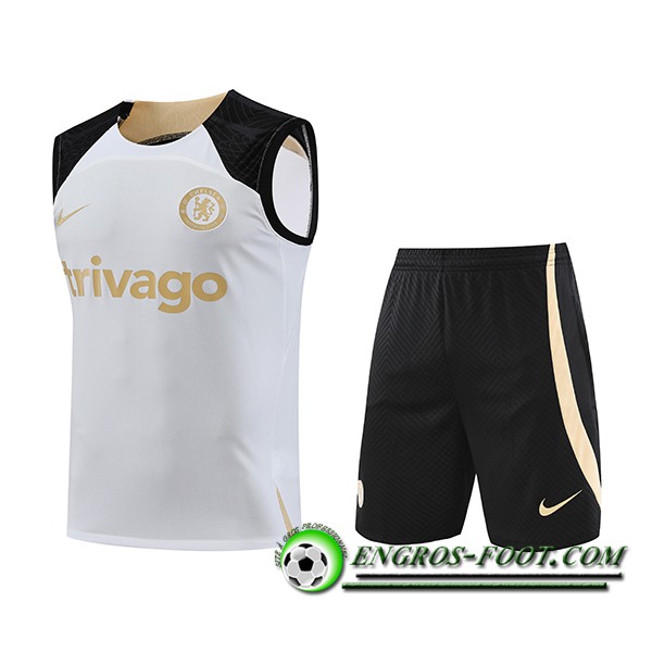 Ensemble Training Debardeur + Shorts FC Chelsea Blanc 2023/2024 -02