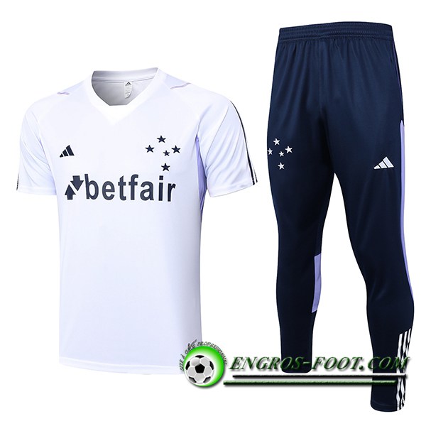 Ensemble Training T-Shirts + Pantalon Cruzeiro Blanc 2023/2024