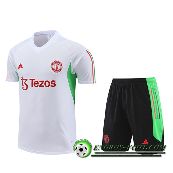 Ensemble Training T-Shirts + Shorts Manchester United Blanc 2023/2024 -02