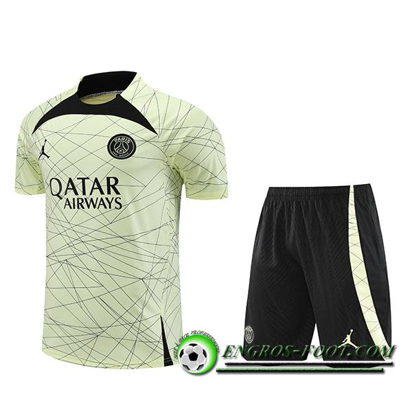 Ensemble Training T-Shirts + Shorts PSG Jaune 2023/2024 -03