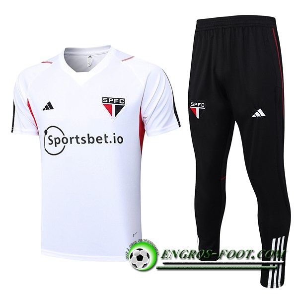 Ensemble Training T-Shirts + Pantalon Sao Paulo FC Blanc 2023/2024