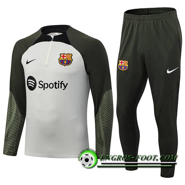 Ensemble Survetement de Foot FC Barcelone Gris Clair 2023/2024