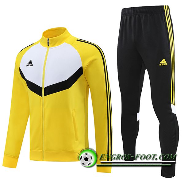 Ensemble Survetement de Foot - Veste Adidas Blanc/Jaune 2023/2024