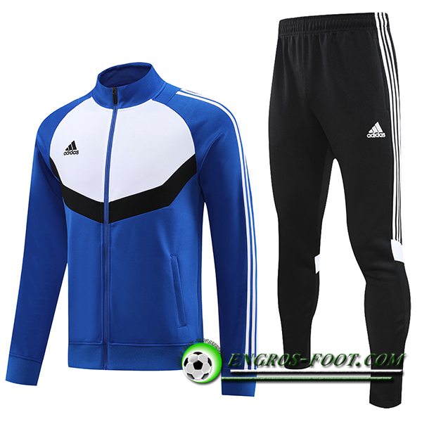 Ensemble Survetement de Foot - Veste Adidas Bleu/Blanc 2023/2024