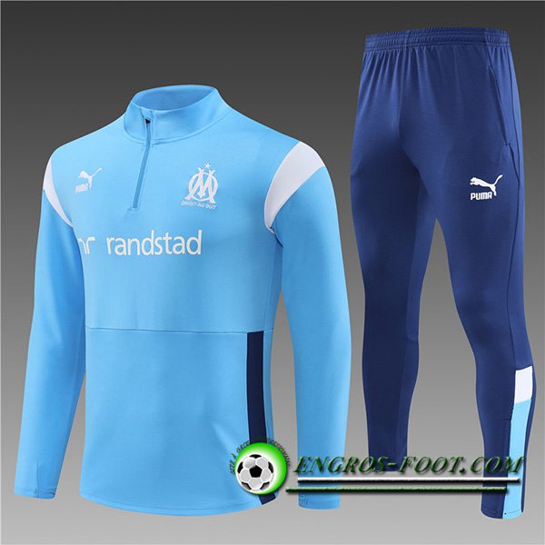 Ensemble Survetement de Foot Marseille Enfant Bleu Clair 2023/2024