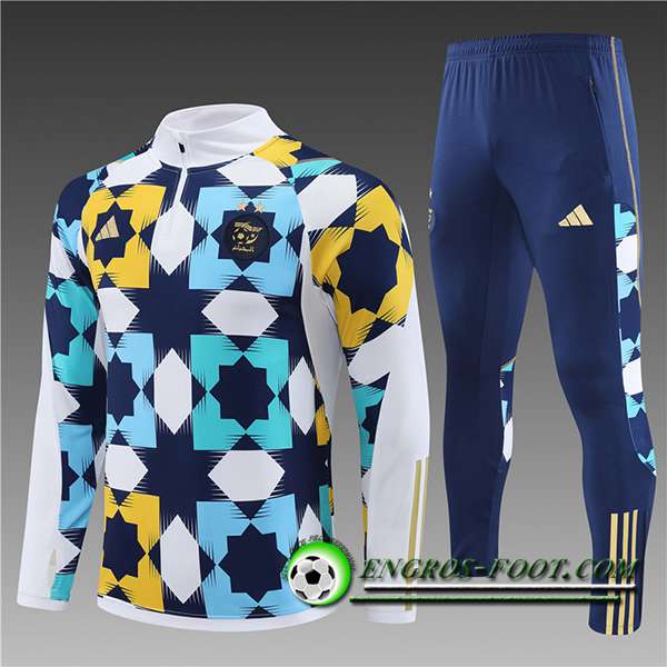 Ensemble Survetement de Foot Algeria Enfant Blanc/Bleu/Jaune 2023/2024