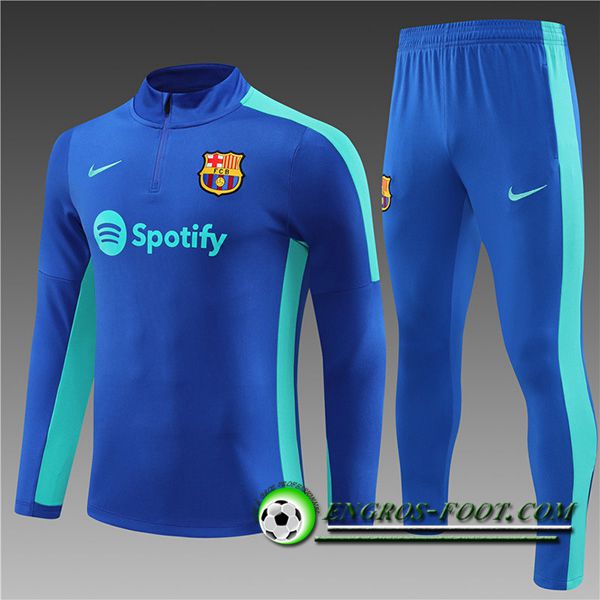 Ensemble Survetement de Foot FC Barcelone Enfant Bleu 2023/2024 -02