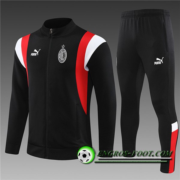 Ensemble Survetement de Foot - Veste Milan AC Enfant Noir 2023/2024