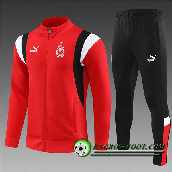 Ensemble Survetement de Foot - Veste Milan AC Enfant Rouge 2023/2024