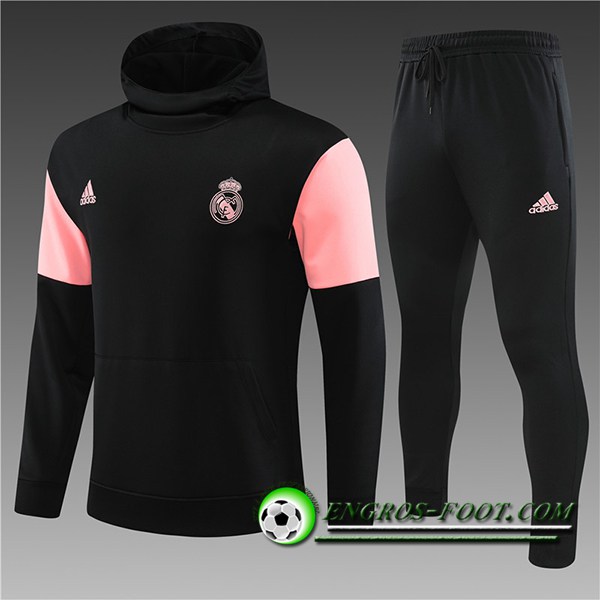 Ensemble Veste A Capuche Survetement de Foot Real Madrid Enfant Noir 2023/2024