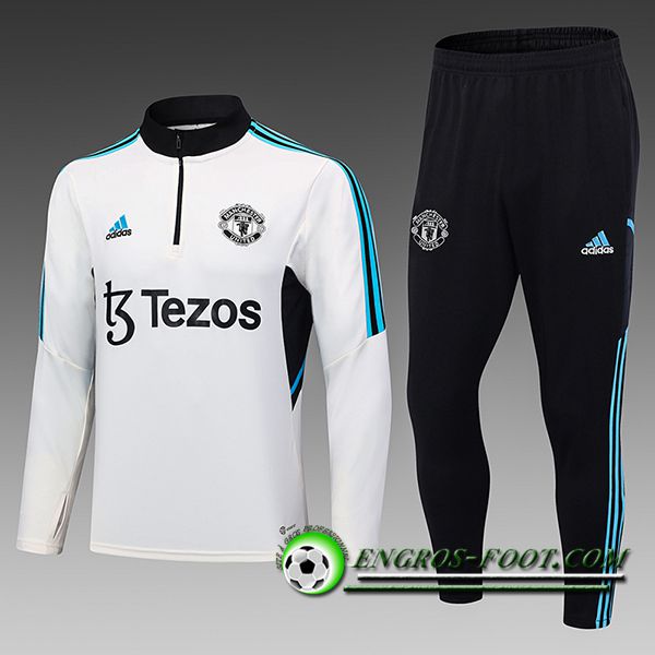 Ensemble Survetement de Foot Manchester United Enfant Blanc 2023/2024 -02