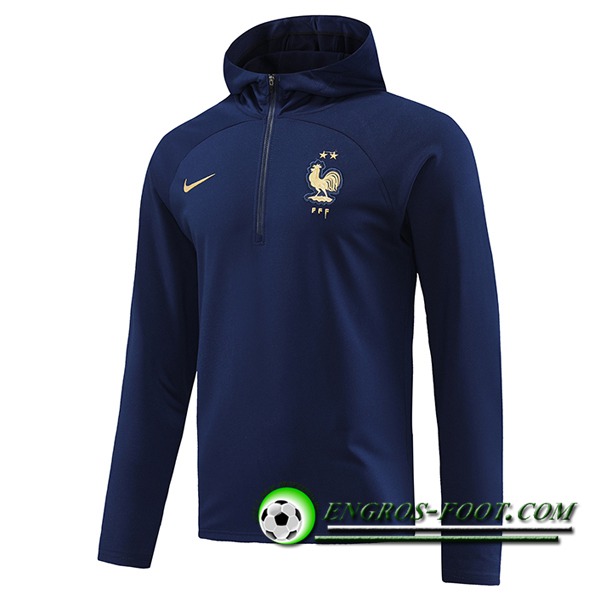 Sweatshirt Training Capuche France Bleu Marine 2023/2024