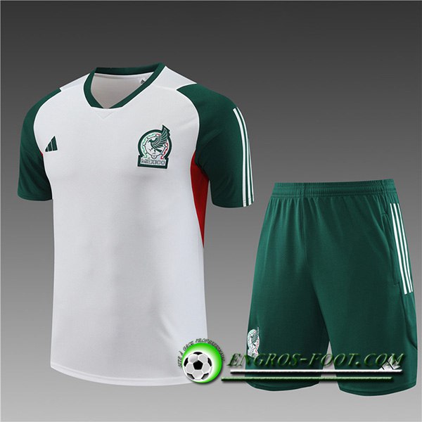 Ensemble Training T-Shirts + Shorts Mexique Enfant Blanc 2023/2024