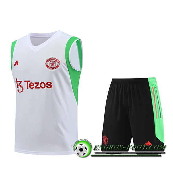 Ensemble Training Debardeur + Shorts Manchester United Blanc 2023/2024